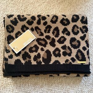 Michael Kors Black and Tan Animal Print Scarf